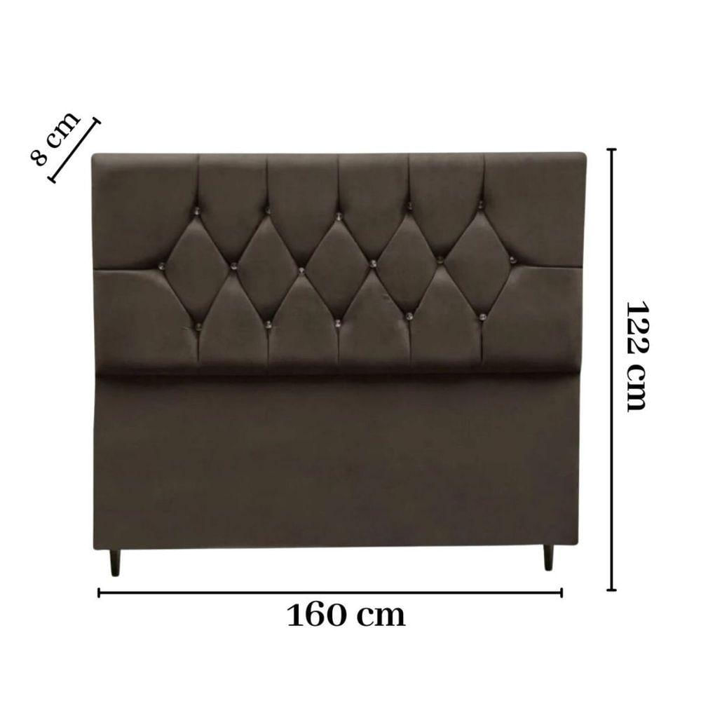 Cabeceira Cama Box Estofada Queen 160 Cm Geovana Suede Marrom