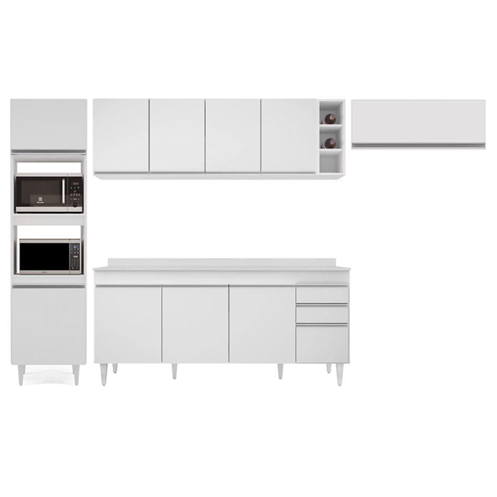 Miniatura Armário De Cozinha Modulada 5 Peças Cp17 Balcão Com Tampo Branco - Lumil