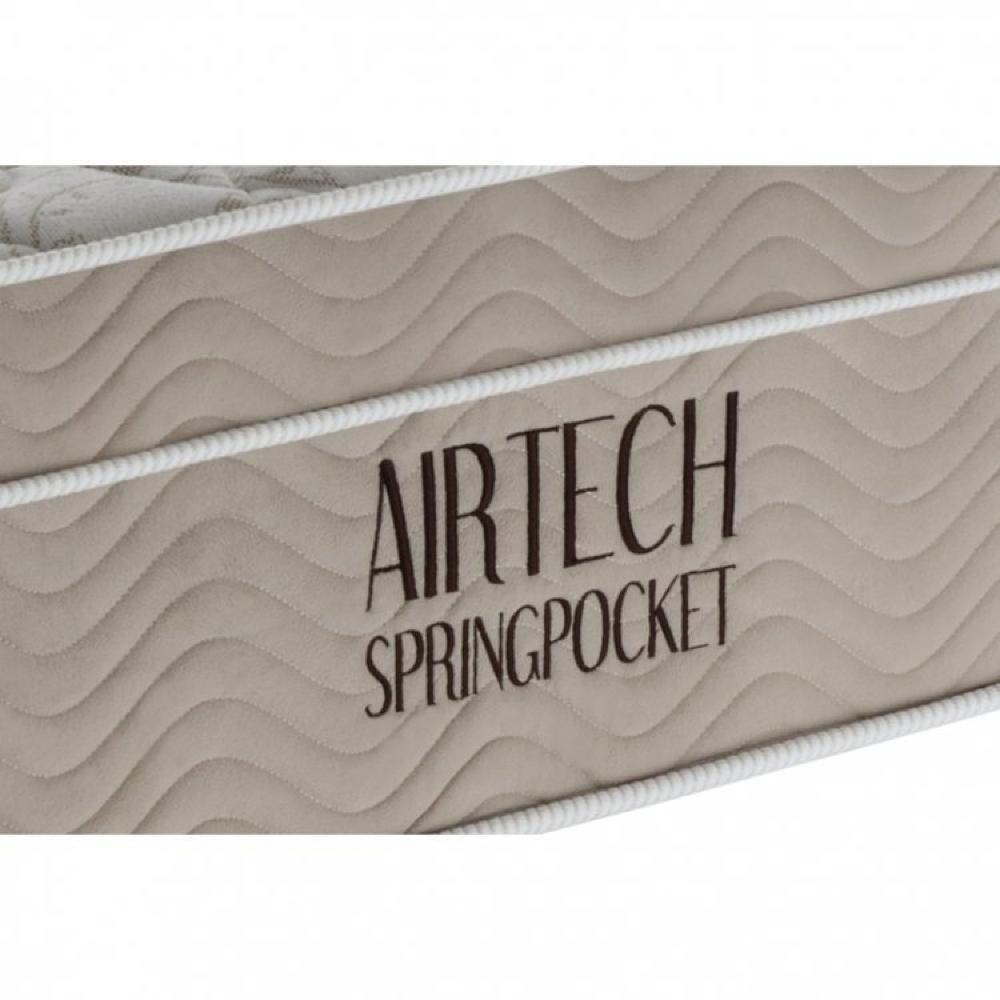 Miniatura Conjunto Cama Box Colchão Airtech Spring Pocket Super King 193x203x30cm Ortobom Branco/Bege