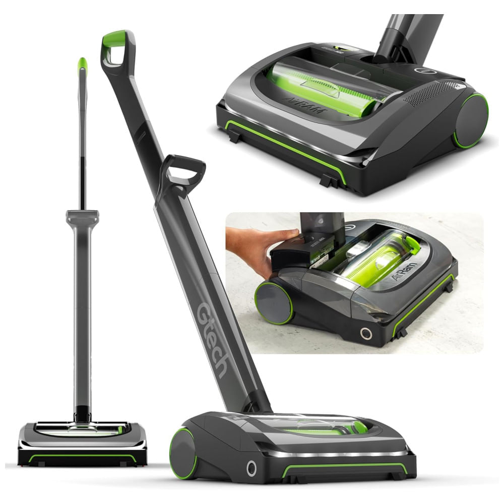 Miniatura Aspirador de Pó Sem Fio Gtech AirRAM MK2 com Escova Motorizada - Ideal para Carpetes e Pisos de Madeira, Bateria Recarregável 22V, Leve 3kg, Design
