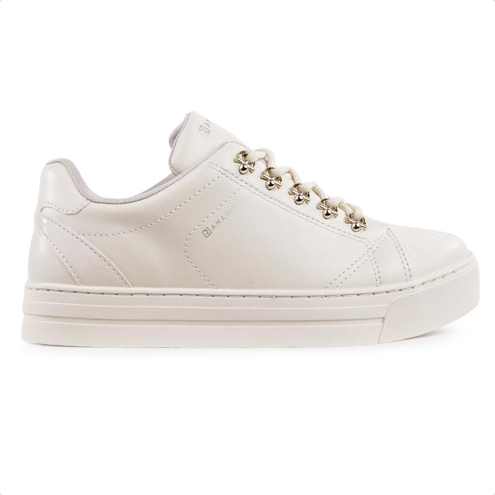 Miniatura Tenis Ramarim Casual Cadarço Feminino Bege / Dourado - 34
