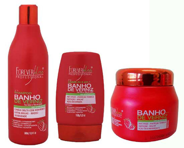 Miniatura Forever Liss Kit Banho De Verniz Morango 250Gr 3 produtos - Todos os tipos
