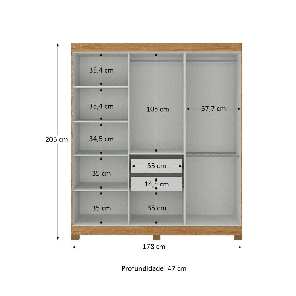 Miniatura Guarda-roupa Paris 6 Portas Mdp com Pés Cinamomo/Off White