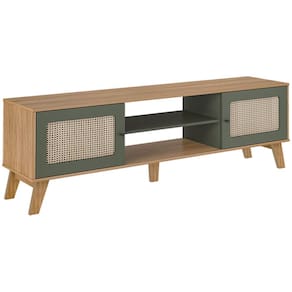 Miniatura Rack Artely Charlotte com 180 cm de Largura, Ideal para TV de até 75” Carvalho/Menta