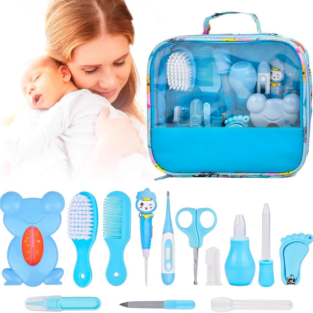 Miniatura Kit Higiene Bebê Azul Recém Nascido Escova Tesoura