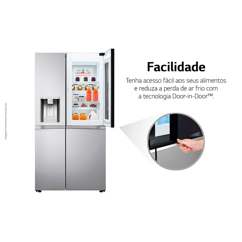 Miniatura Refrigerador Side By Side LG de 03 Portas Frost Free com 598 Litros InstaView Aço Escovado - GC-X257CSH 110