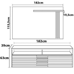 Rack Madetec Cross com 182cm de Largura + Painel Madetec Cross com 182cm de Largura, Ideal para TV de Até 65” Calacata/Off White