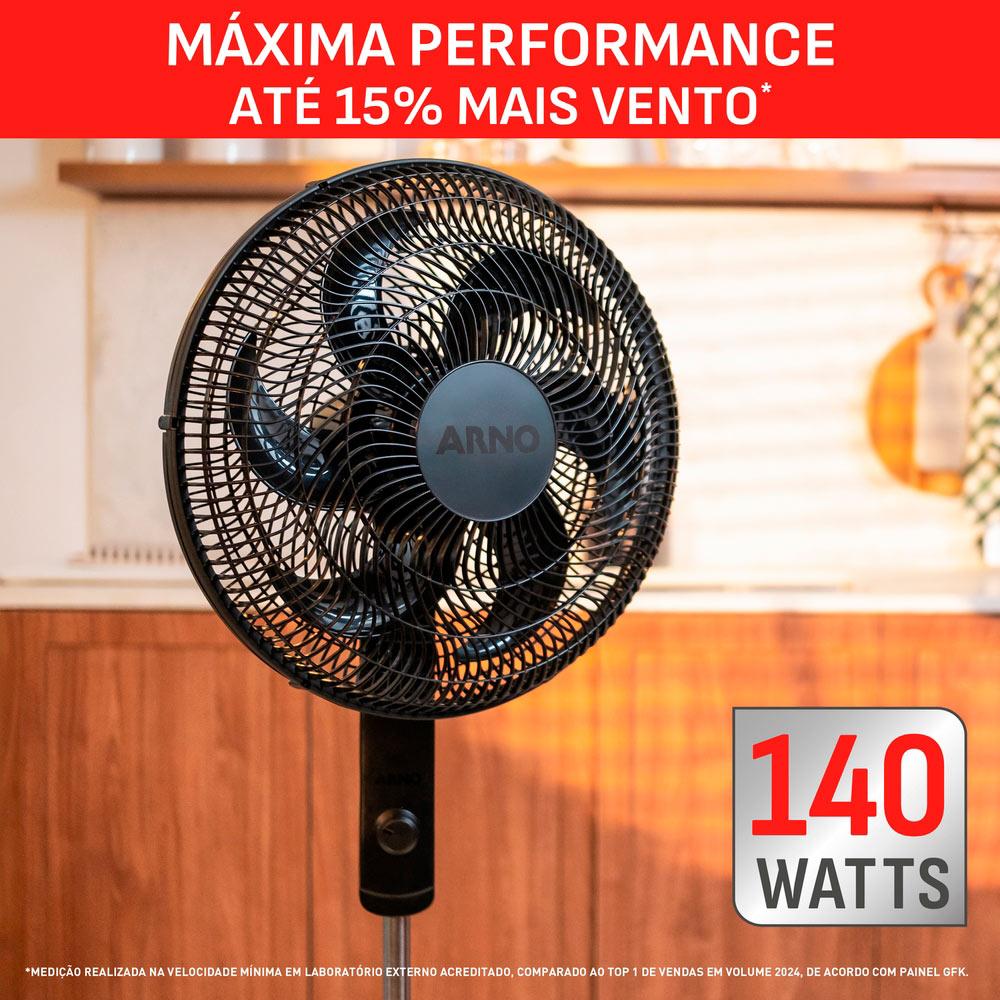 Miniatura Ventilador de Coluna Arno 40cm 6 Pás Essential VE2C Preto 127V Preto - 127V