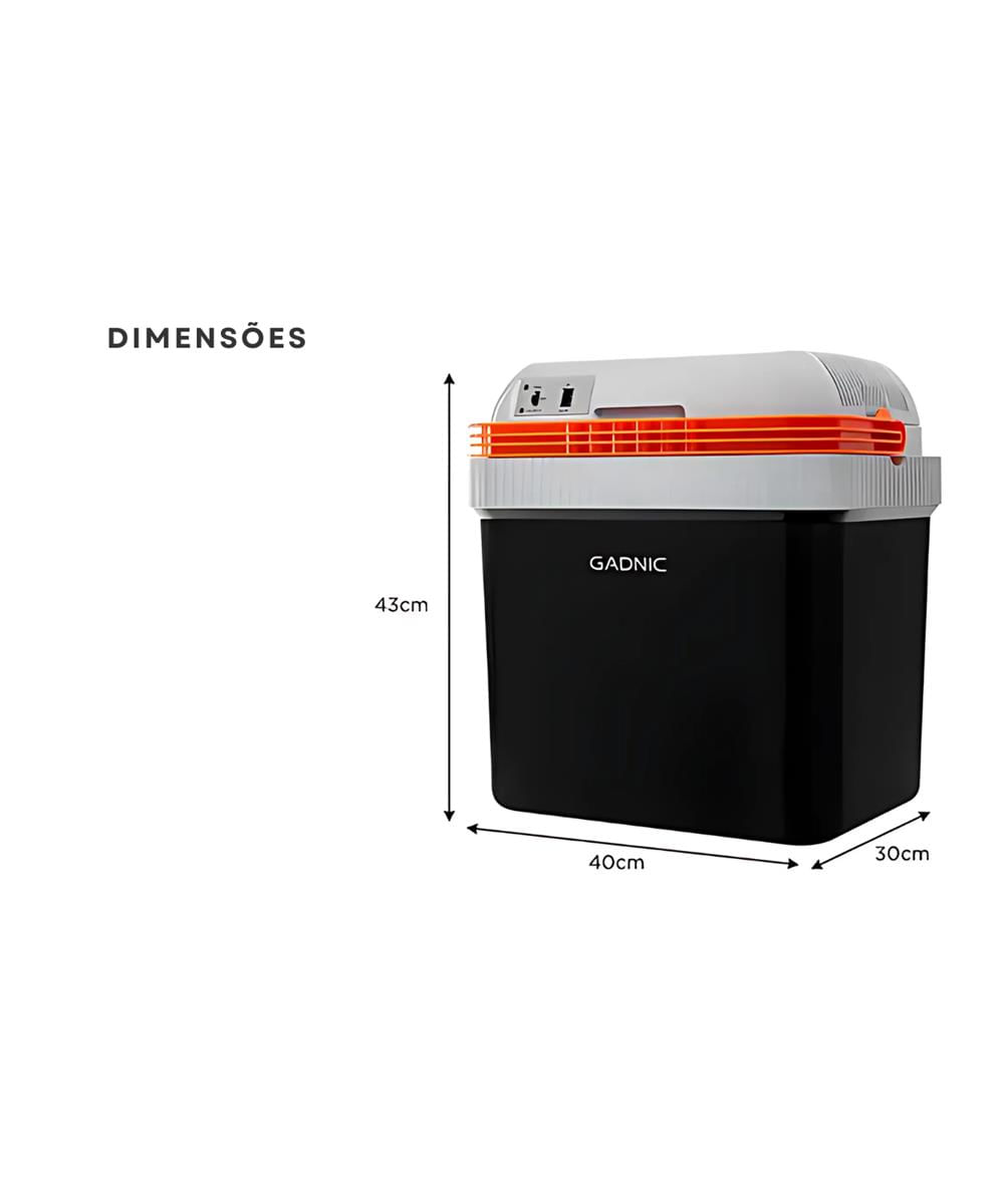 Mini Geladeira Portátil Cooler Automotivo 12V 24Lts Gadnic