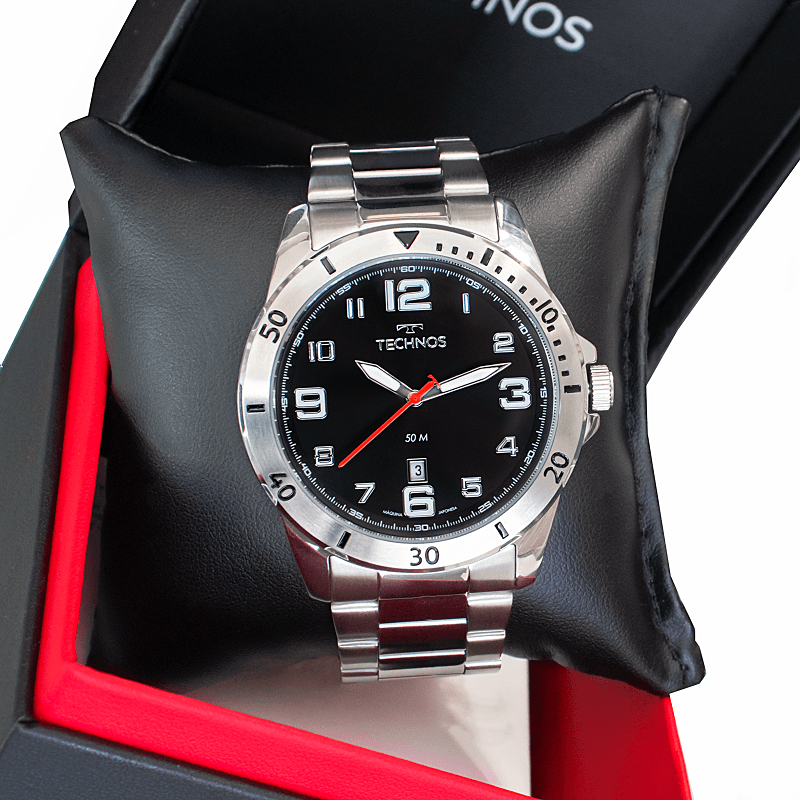 Miniatura Relógio Masculino Technos Prata Prova D'água 50 metros 2115MYK1P