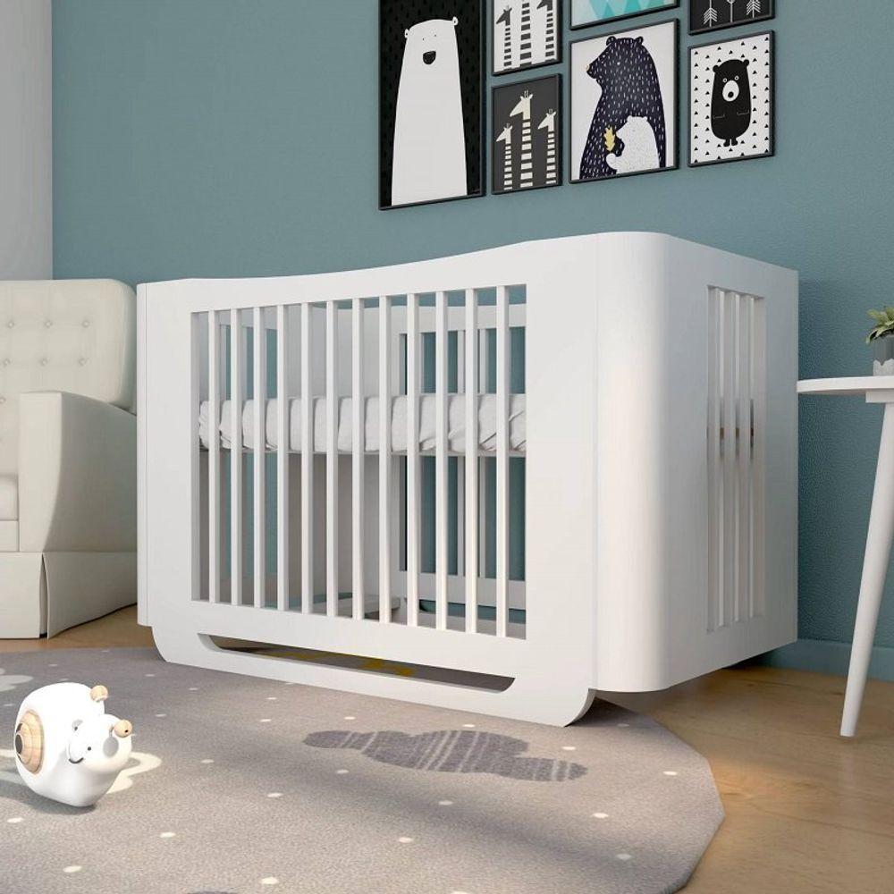 Miniatura Berço Neo Com Mini Cama Laterais Arredondadas Timber Móveis Branco