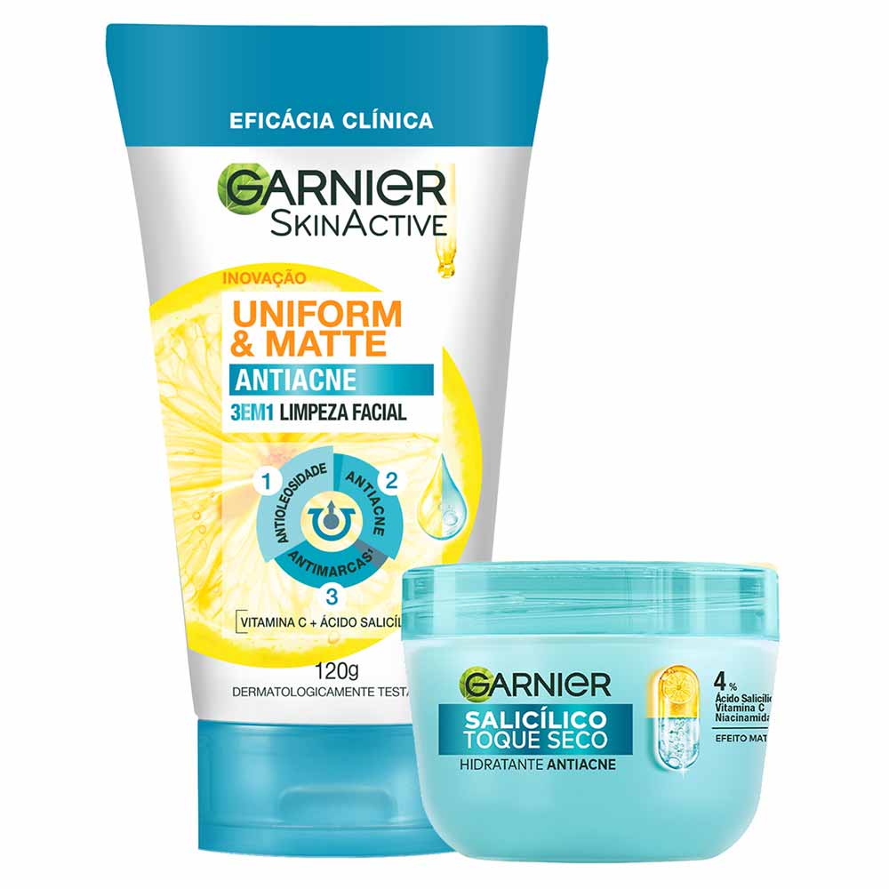 Miniatura Garnier Skin Antiacne Kit - Hidratante Facial + Sabonete Facial 3 em 1 Kit