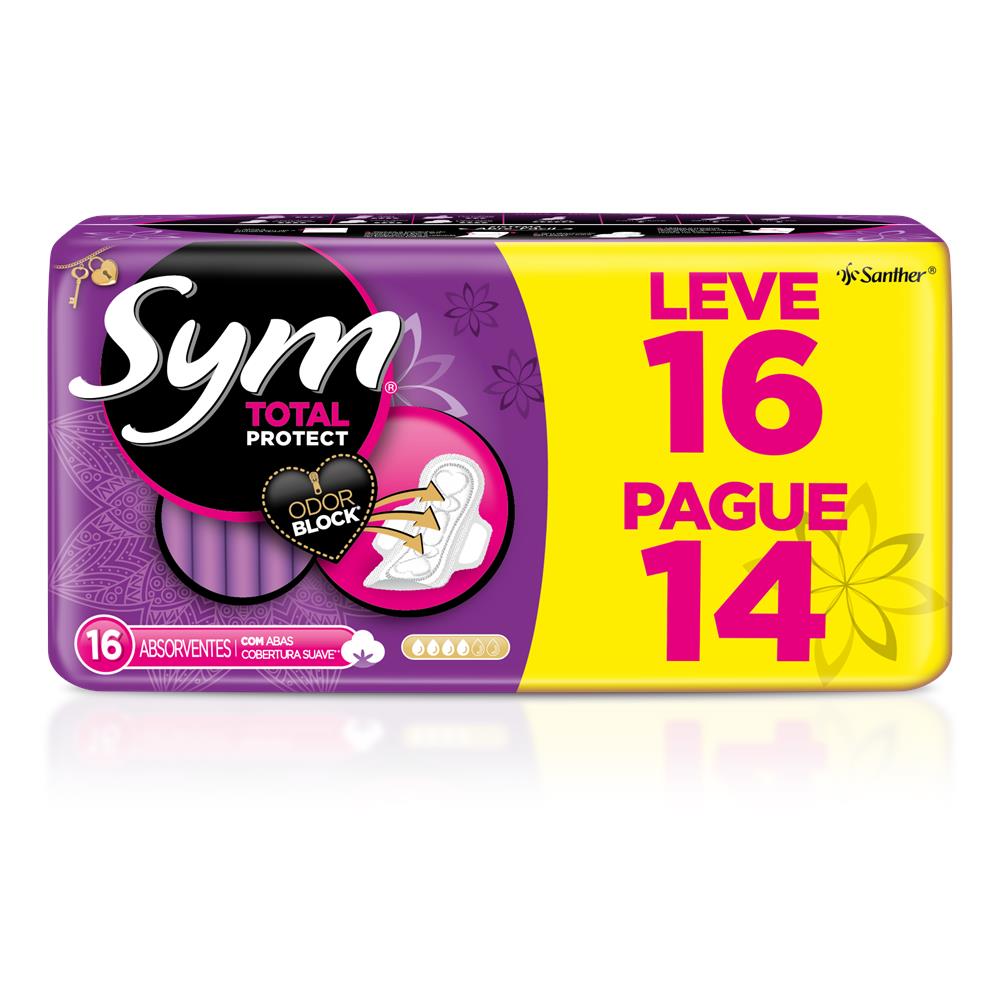 Miniatura Absorvente Sym com Abas Suave 16 Unidades