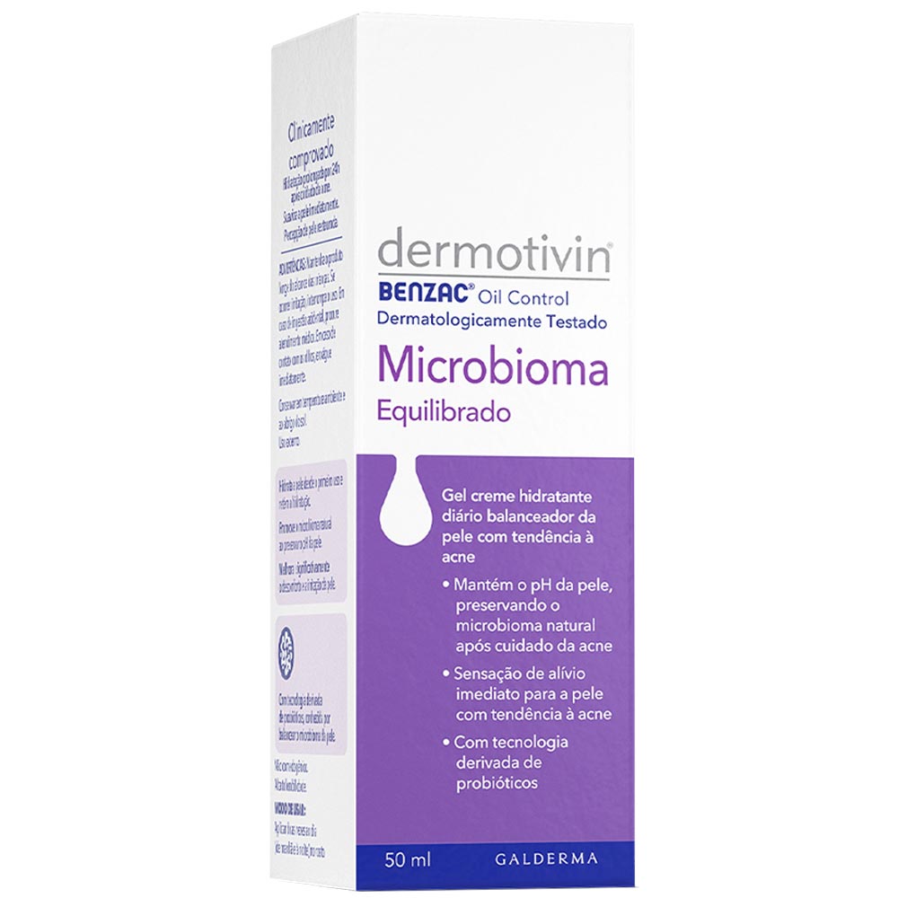 Miniatura Gel Creme Hidratante Dermotivin Benzac Oil Control Microbioma Equilibrado 50ml
