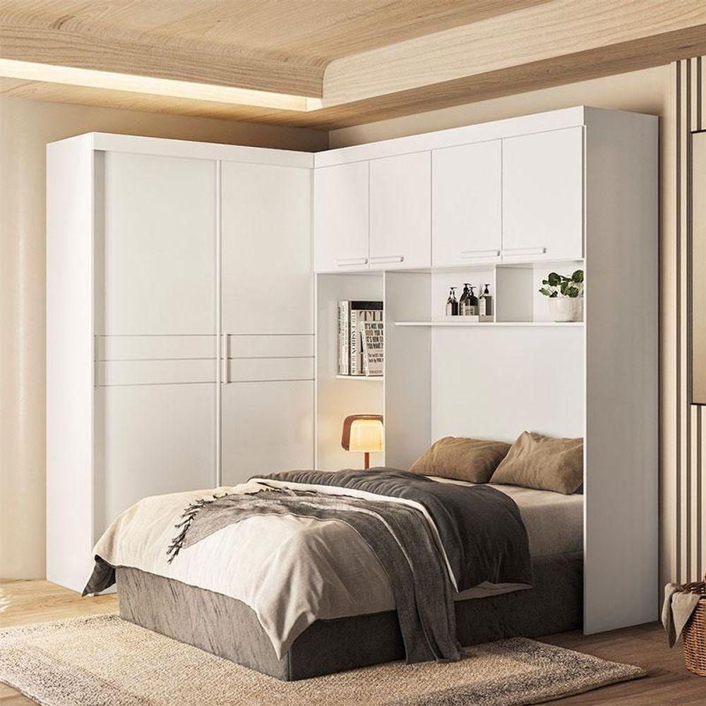Quarto Modulado Casal Florença Branco Brilho - Moval