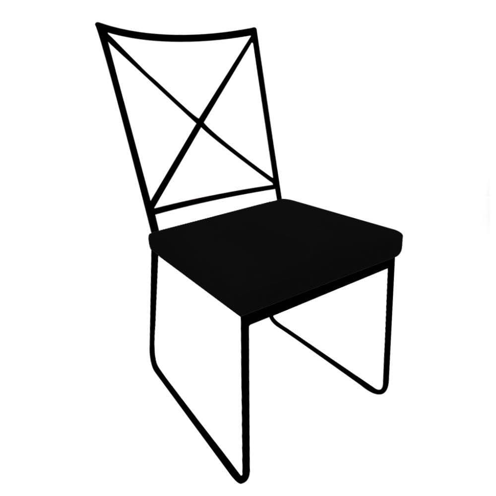 Miniatura Kit 04 Cadeiras Sala De Jantar Clark Industrial Ferro Preto Suede Preto - Amey Decor