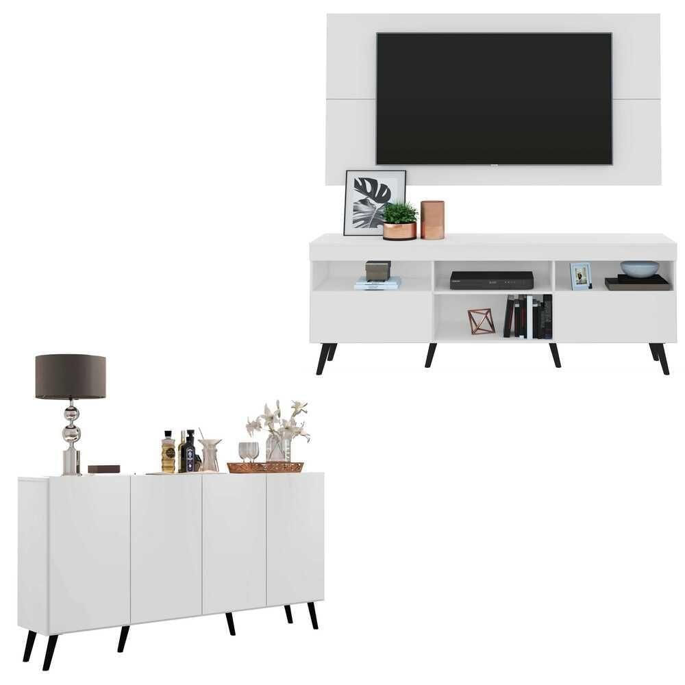 Miniatura Conjunto Sala De Estar Rack Painel Tv 65 e Aparador Retrô