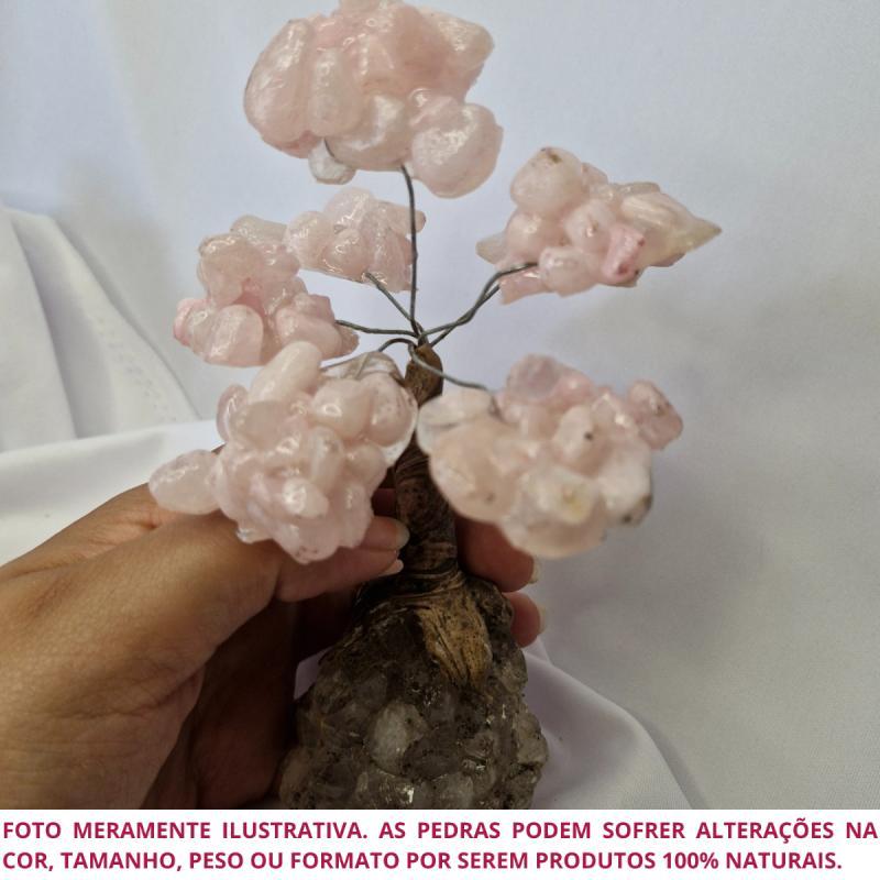 Miniatura Árvore De Pedra Natural Quartzo Rosa Rolada Presentes