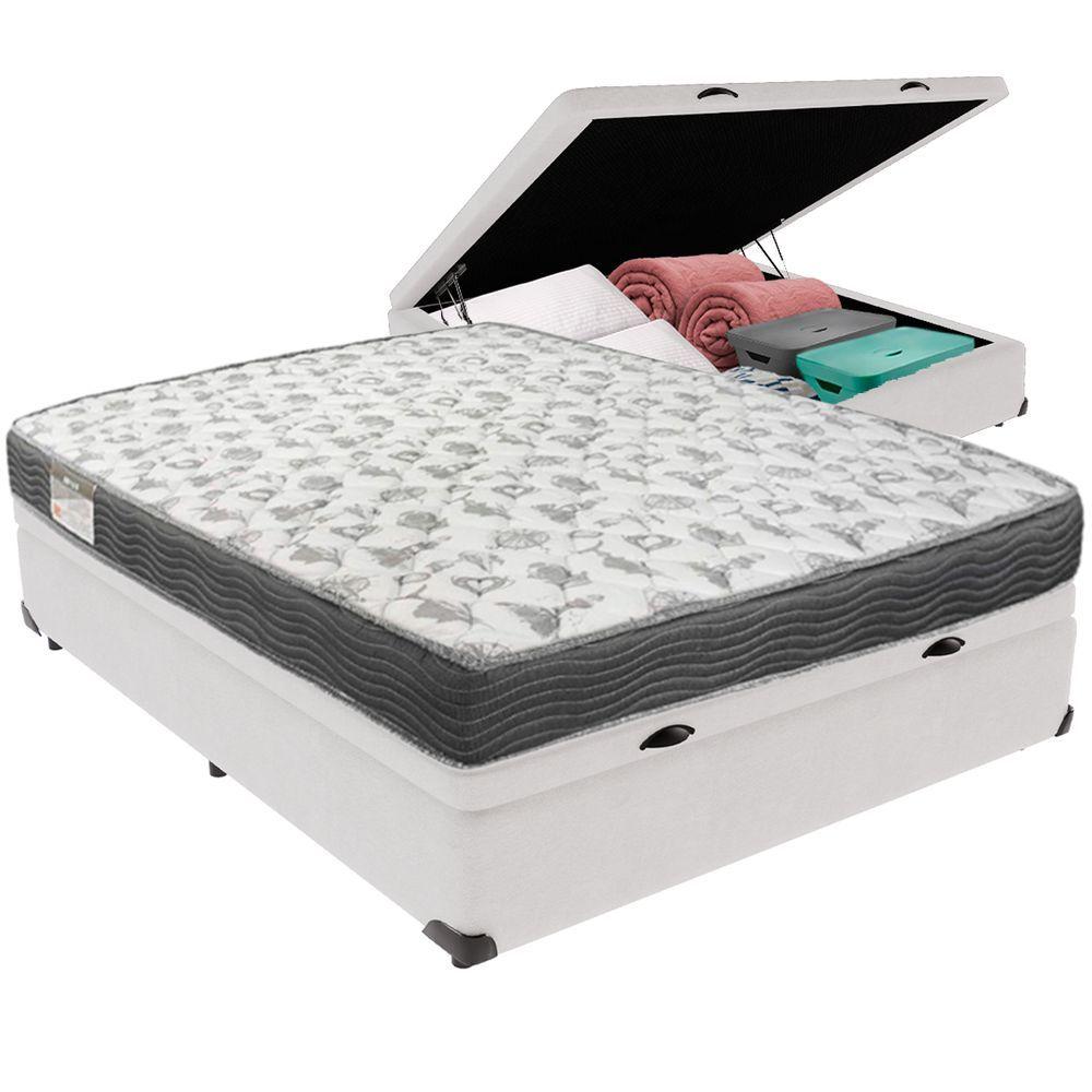 Miniatura Cama Box Baú Branco E Colchão Iso100 Espuma D33 Casal Ortobom