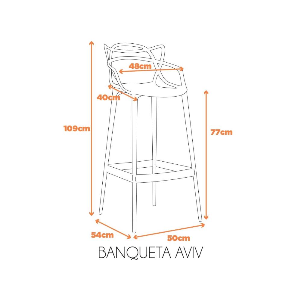 Miniatura Banqueta Alta em Polipropileno Aviv Fratini Branco