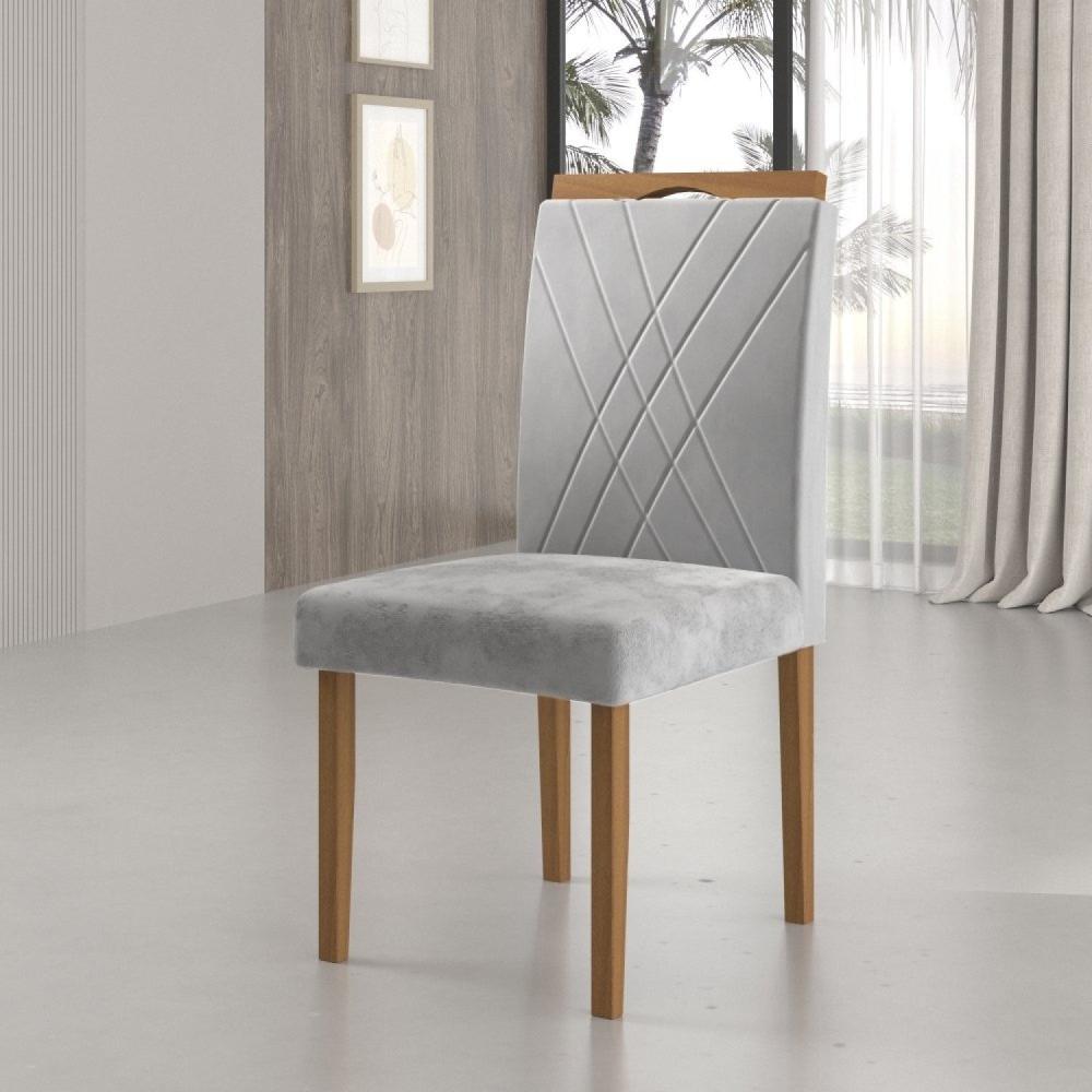 Kit 4 Cadeiras com Puxador 05 Madenova Móveis Prata/Mel