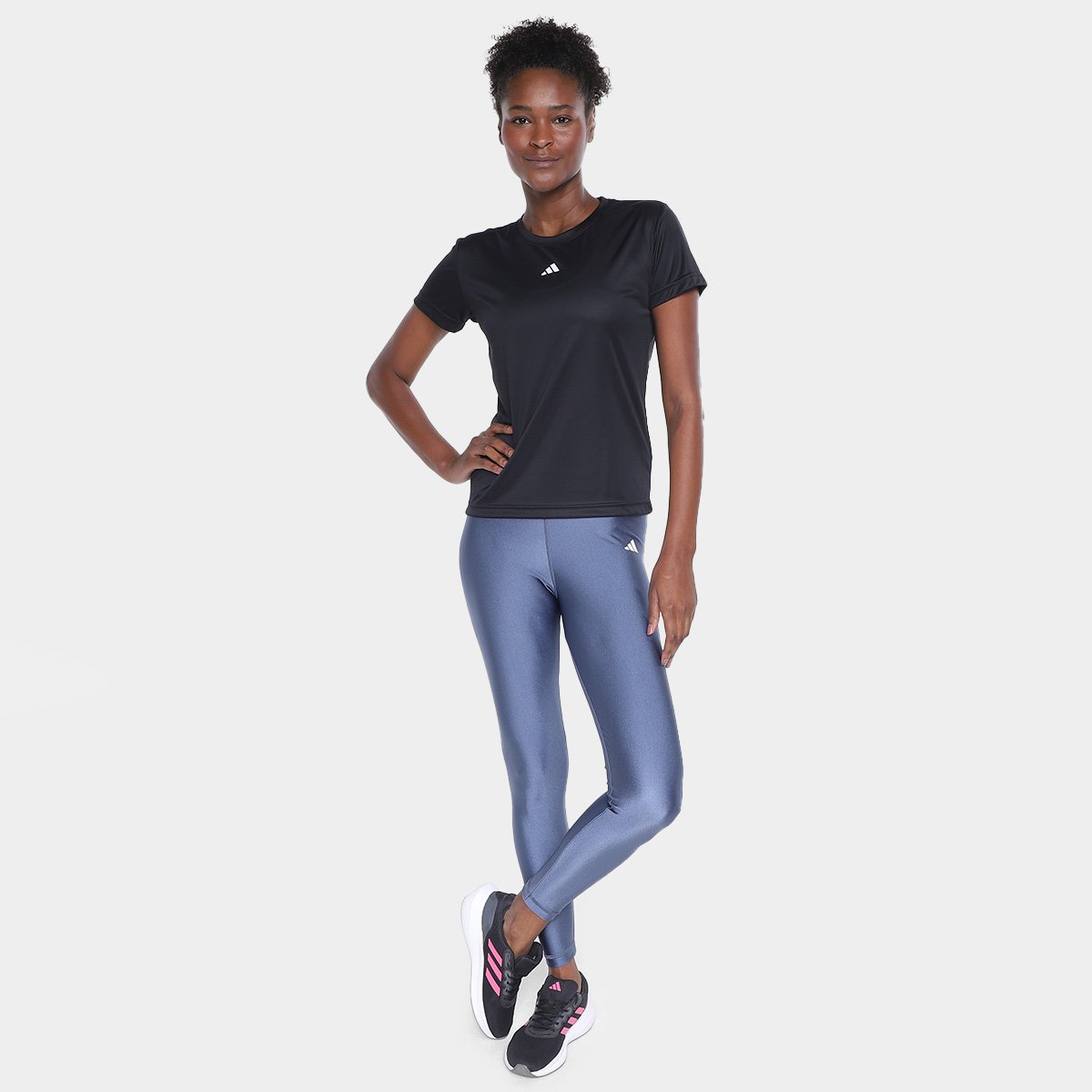 Miniatura Camiseta Adidas Treino Básica Feminina Preto+Branco - GG