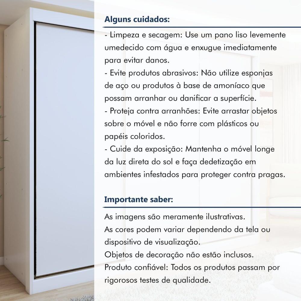 Guarda-roupas 3 Portas de Correr 100% Mdf Monte Rei Branco