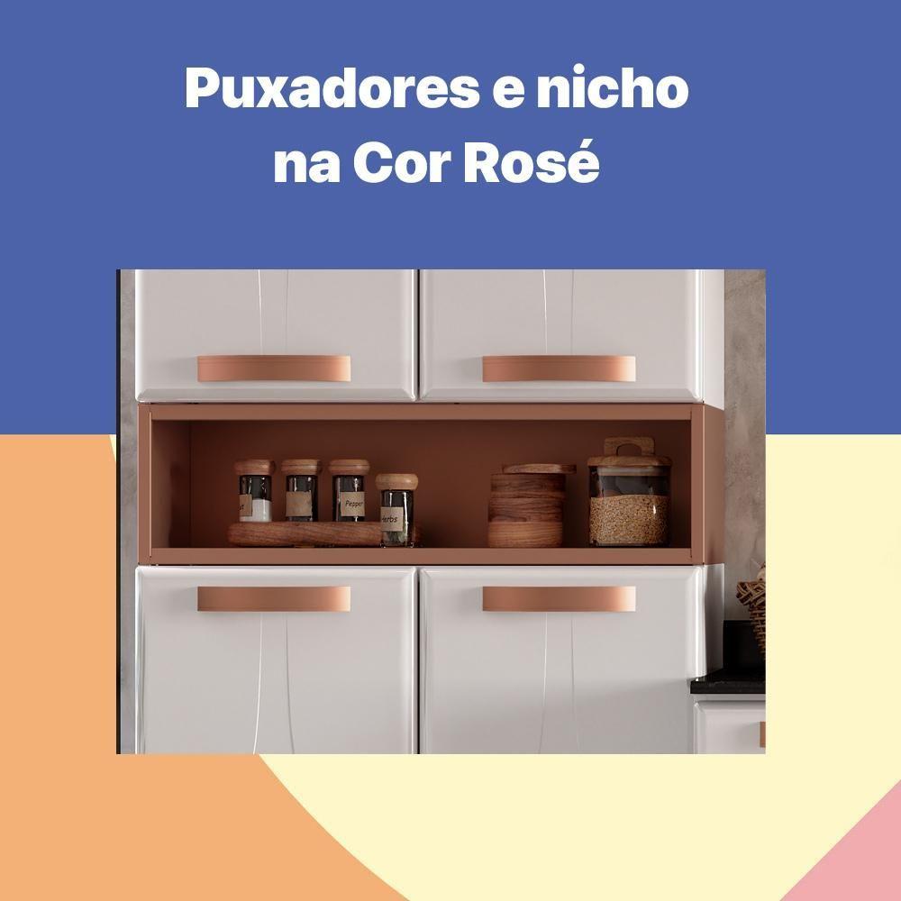 Cozinha De Aço Compacta Com Nicho Aéreo 3 Peças Branco rosé