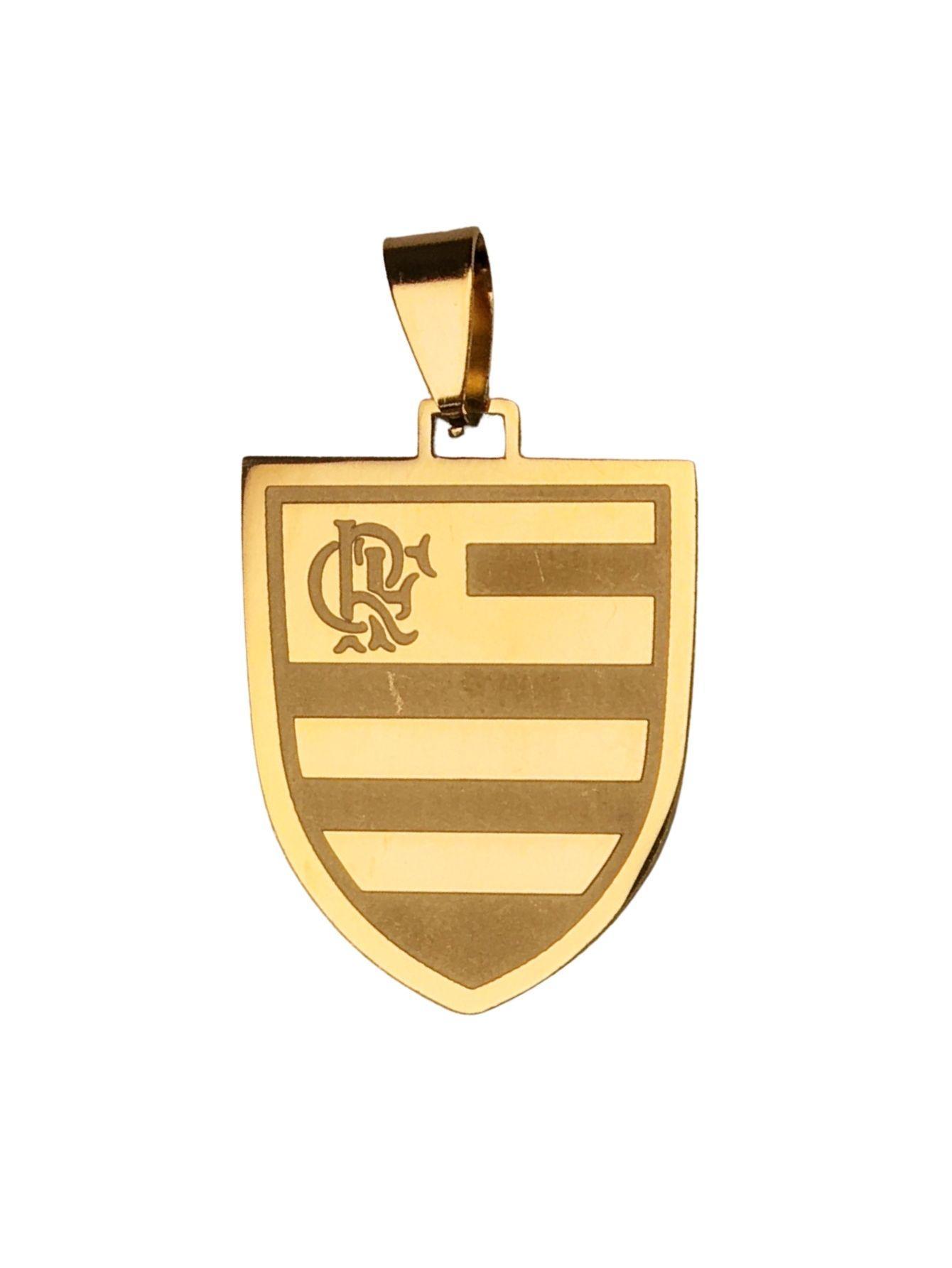 Miniatura Pingente Masculino Escudo Time Flamengo Crf Dourado Mengão