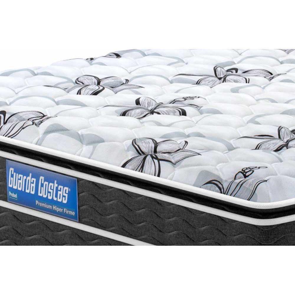 Miniatura Cama Box Baú Queen: Colchão Espuma Probel D40 Premium Hiper Firme Euro Pillow + Base Black(158X198)