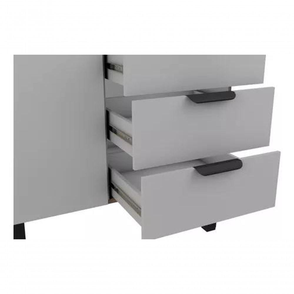 Miniatura Gabinete Armário Cozinha 1.50 M Flamingo 2 Portas 3 Gavetas branco-tamarindo