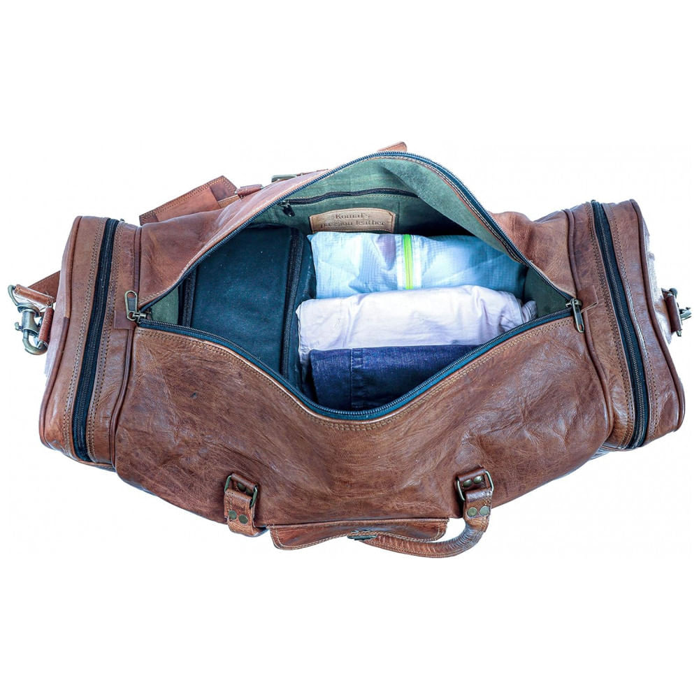 Miniatura Bolsa de Viagem Masculina s Clássica de Couro, KOMALS PASSION LEATHER, Marrom