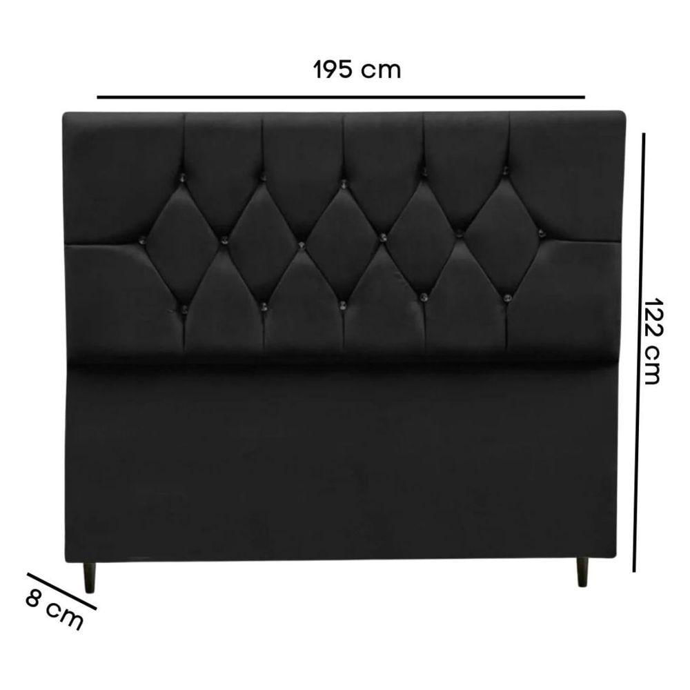 Miniatura Cabeceira Cama Box King 195 Cm Geovana Suede Preto