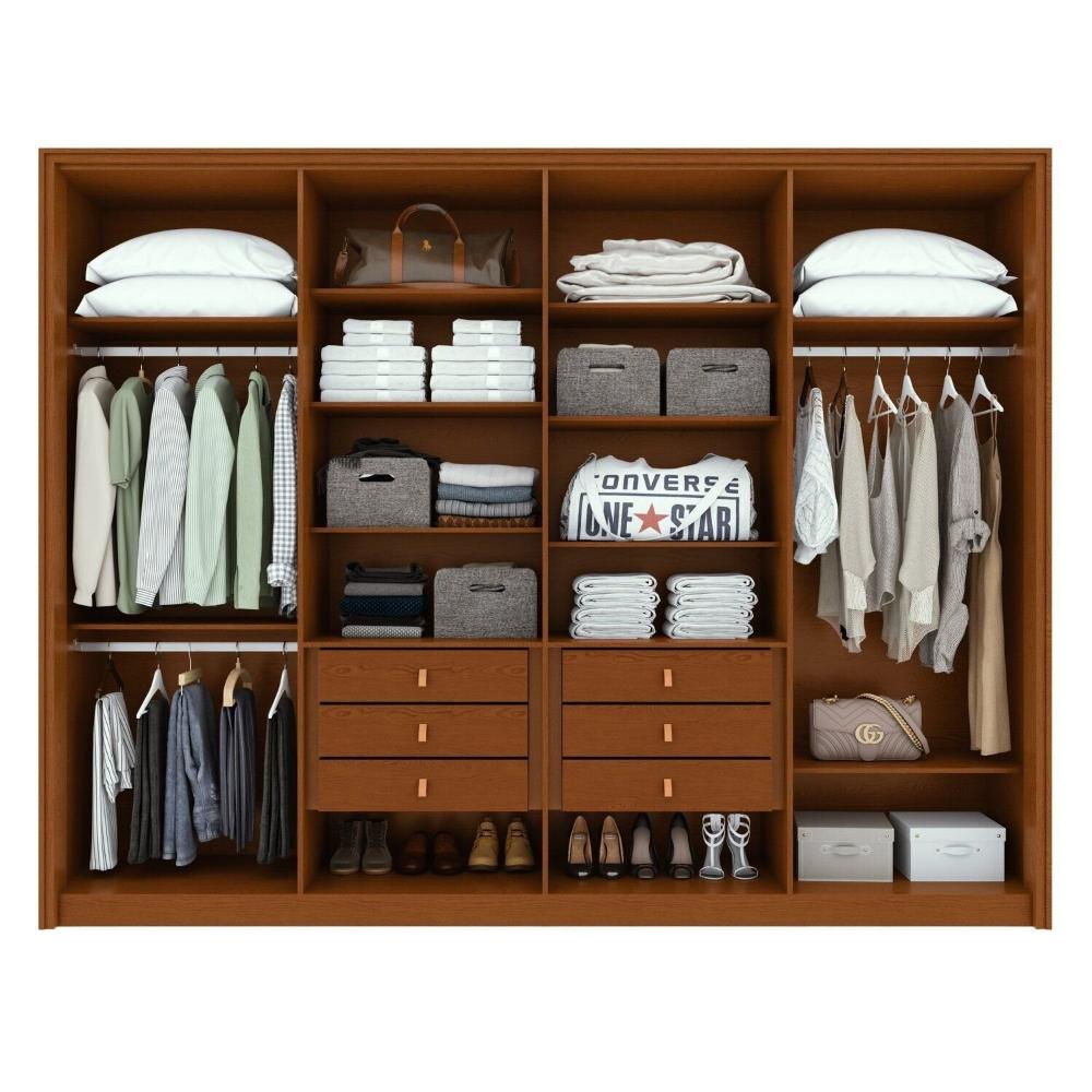 Guarda-roupa 8 Portas 6 Gavetas 100% Mdf Ergon Frassino/Off White
