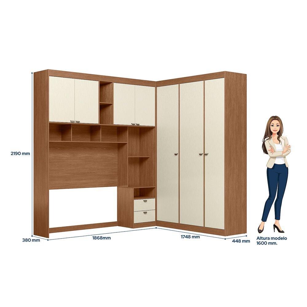 Miniatura Guarda-roupa Modulado Casal MDP Lugano Jatobá/Areia