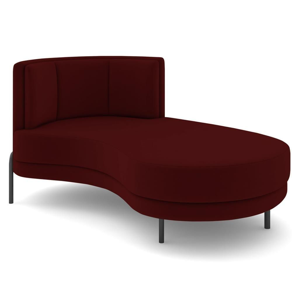 Miniatura Chaise Longue Divã 164cm Braço Esquerdo Logus D06 Veludo Vermelho - Mpozenato