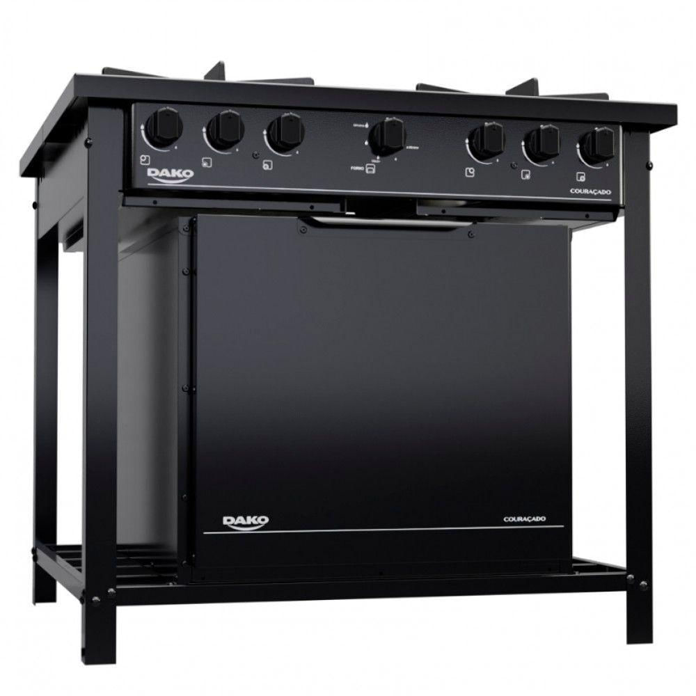 Miniatura Fogão Industrial Dako 4 Bocas Com Forno E Tripla Chama Preto