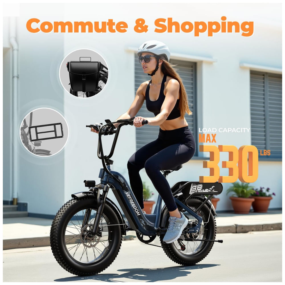 EUY Bicicleta Elétrica para Adultos com Motor de Pico 1500W, Bateria Removível de 48V 20Ah, Ebike Rápida, Até 113Km, 48,3 km/h, Pneus 20'x4.0, Mountai