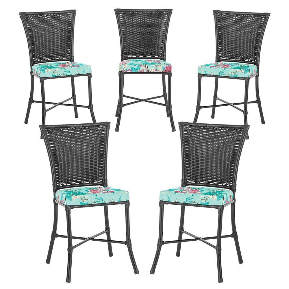 Miniatura Jogo De Cadeiras Para Cozinha - Kit Com 5 Cadeiras Em Aluminio E Fibra Sintetica Turquia Preta Z19