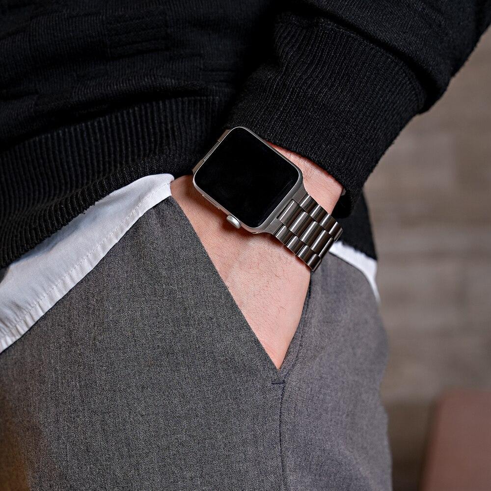 Miniatura Pulseira de Titanium Click para Apple Watch 42/44/45/46/49mm, Originais iPlace, Silver