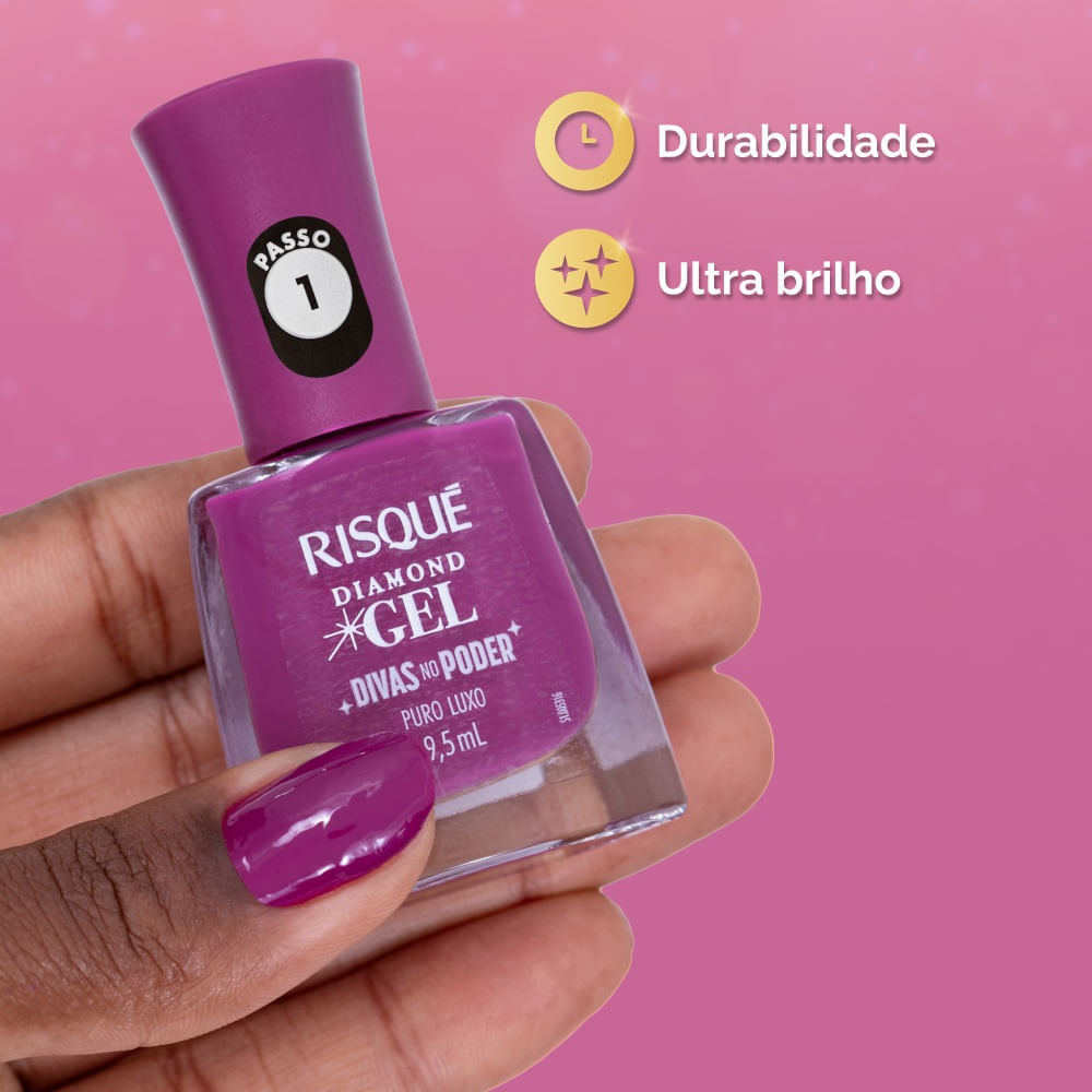 Esmalte Risqué Diamond Gel Divas no Poder Puro Luxo 9,5ml
