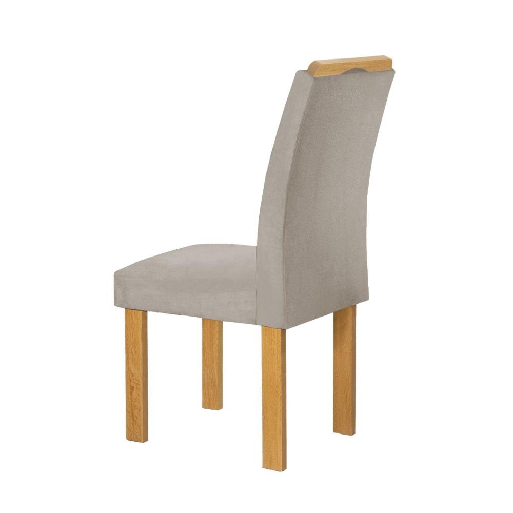 Miniatura Conjunto Mesa Bella Ripada 120cm com 4 Cadeiras Arizona Tampo Bella com Vidro Cinamomo/Off White/Veludo Bege Claro