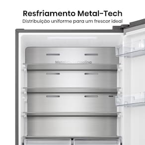 Geladeira Hisense Inverter 499L RB5P504 Bottom Freezer Metal Tech Inox 110V
