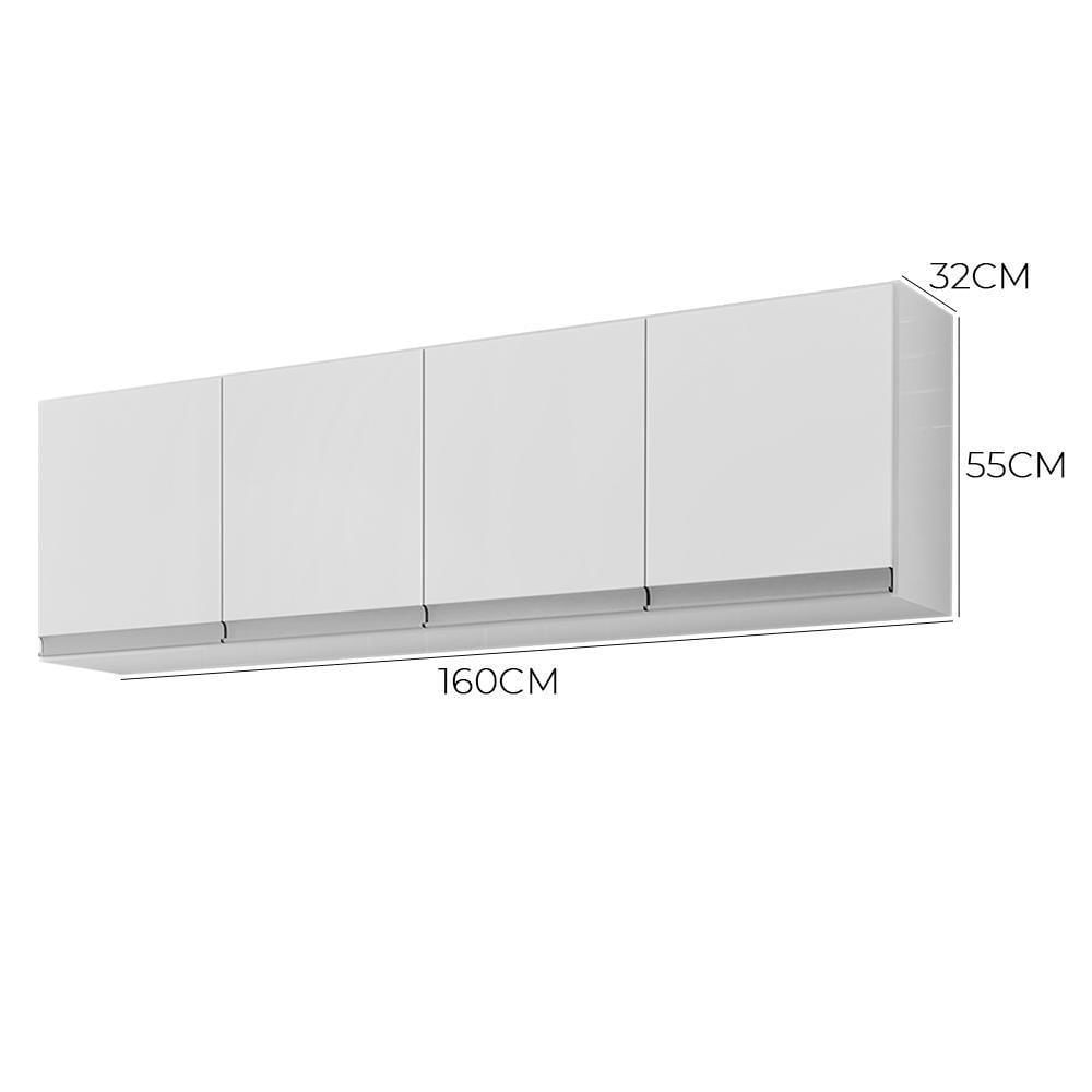 Miniatura Armário Aéreo Andréia 160cm 4 Portas Branco - Ajl Móveis Branco