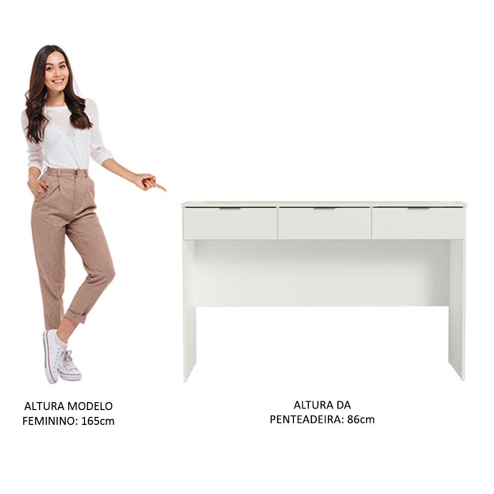Miniatura Penteadeira Madesa Camarim Carly com 3 Gavetas (Sem Painel) Branco