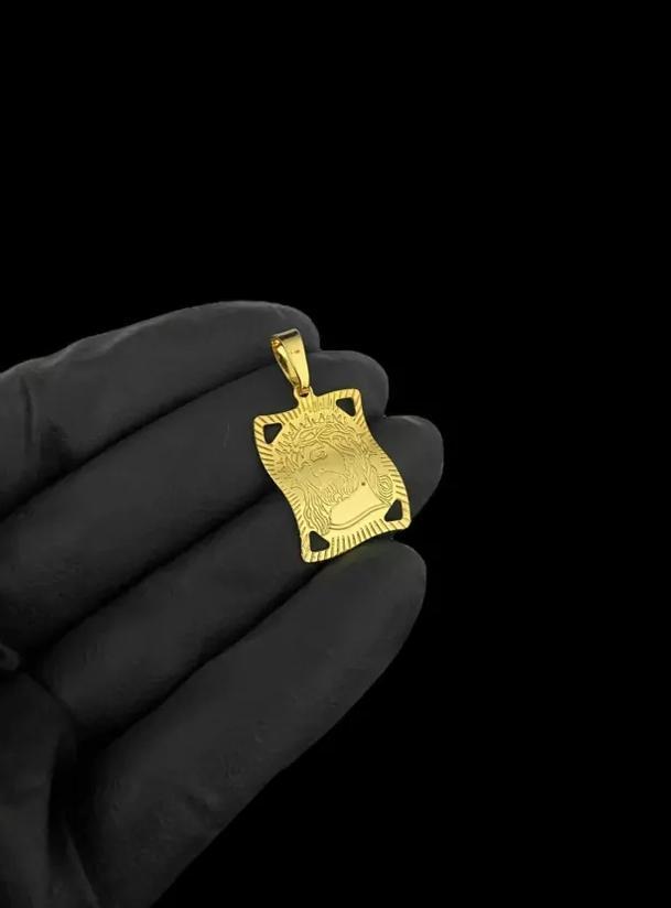 Miniatura Pingente Jesus Old School Ouro 18k | Zircônias | GG