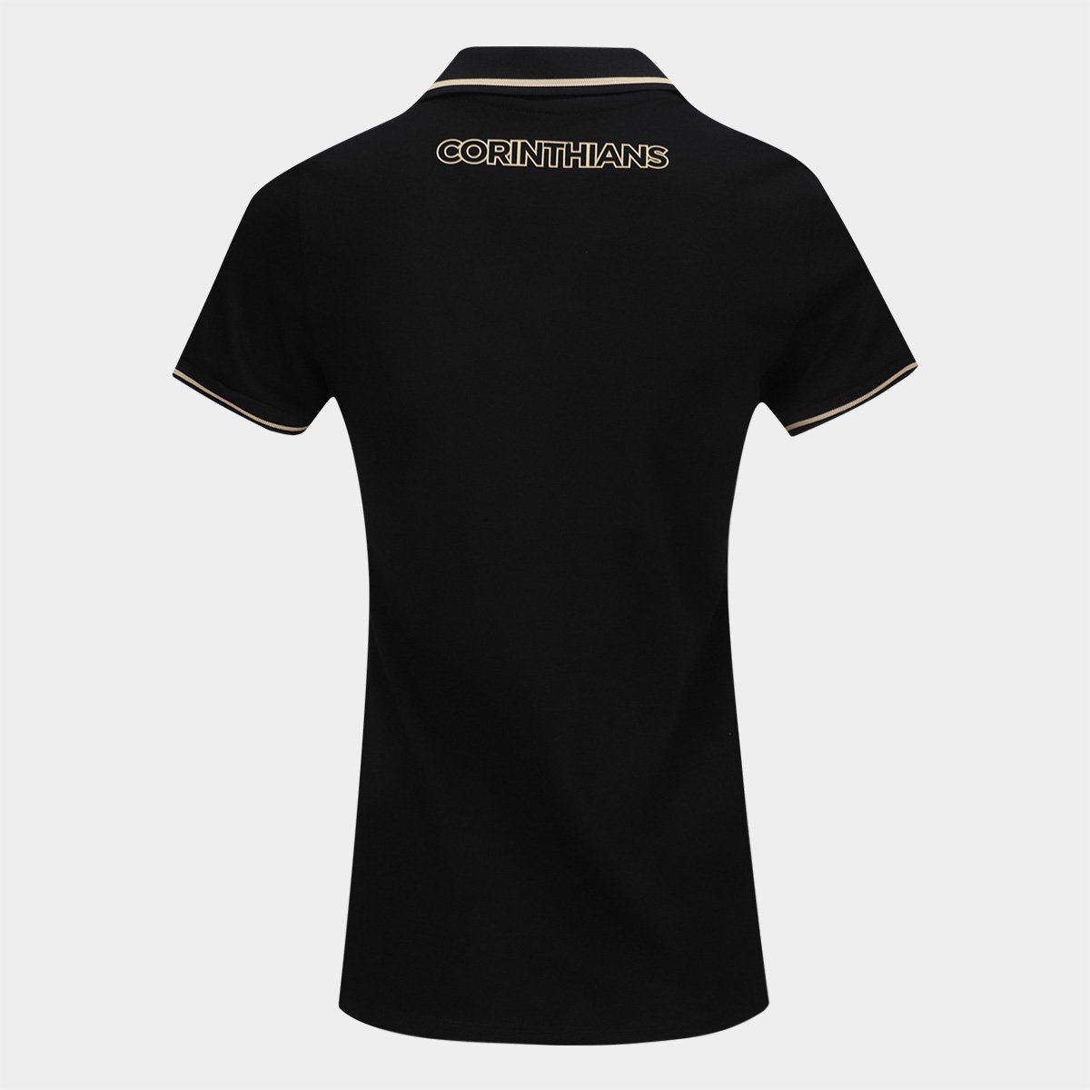 Miniatura Camisa Polo Corinthians com Punho Feminina Preto - G