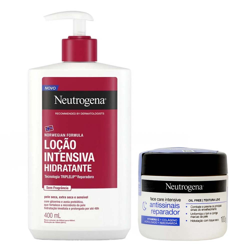 Miniatura Neutrogena Kit - Hidratante Sem Fragrância + Hidratante Facial Antissinais Kit