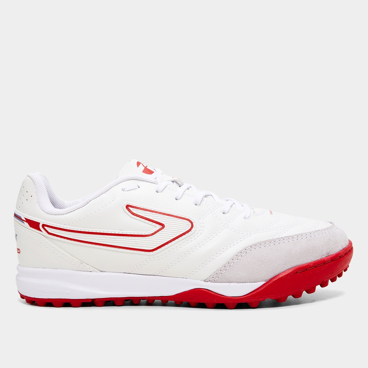 Miniatura Chuteira Society Topper Maestro Club V Unissex Branco+Vermelho - 37