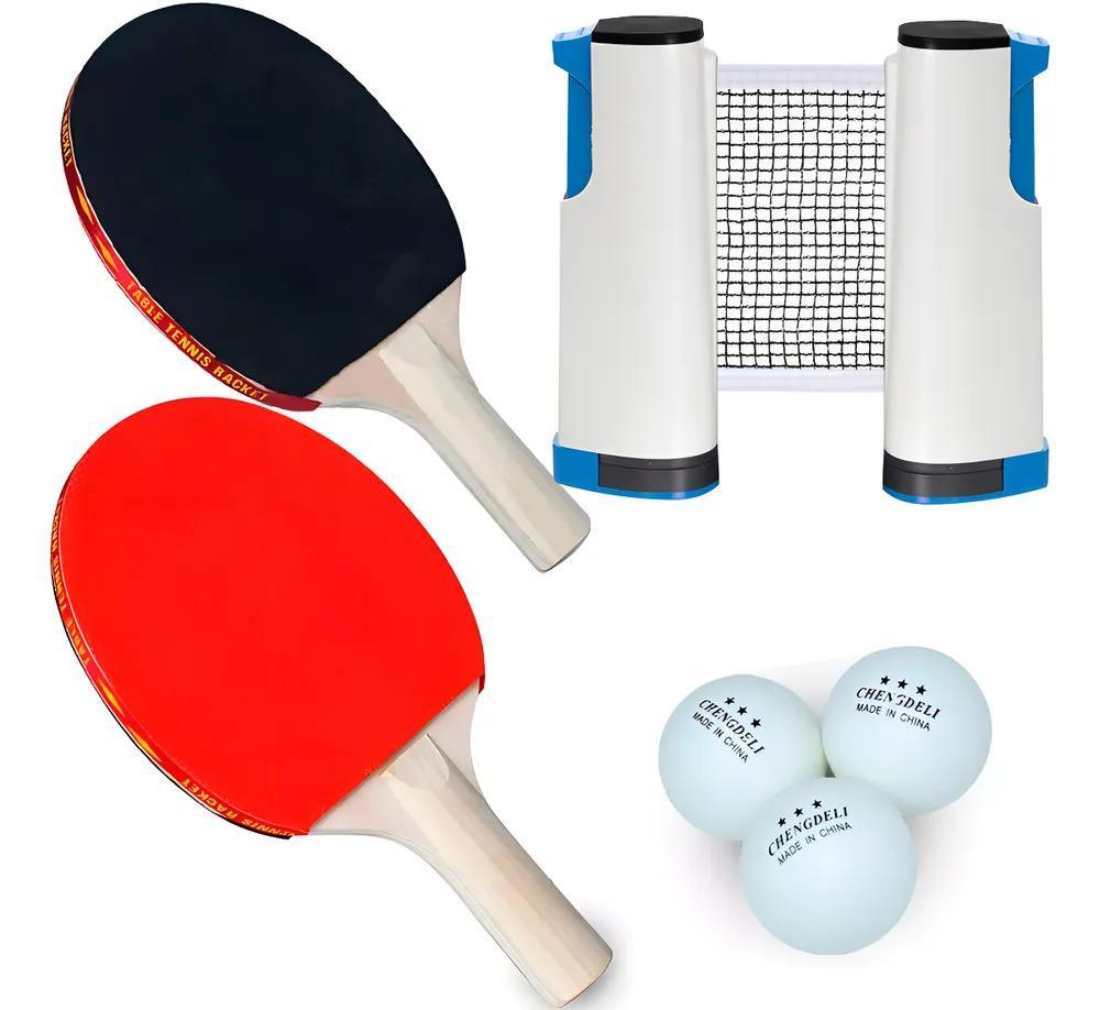 Miniatura Kit 2 Raquete Tenis De Mesa Ping Pong Lisa Rede Retratil Pro